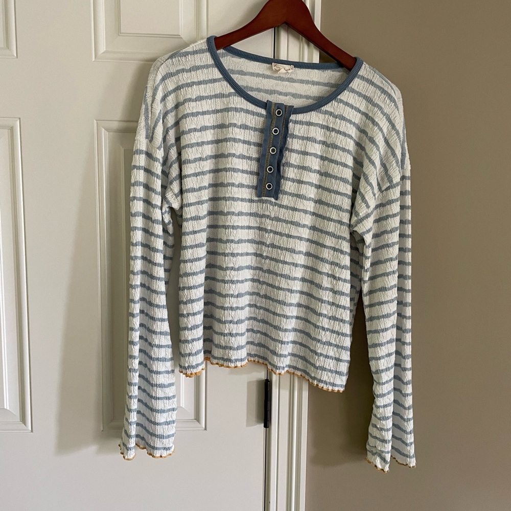 Hem & Thread Blue and White Light Sweater